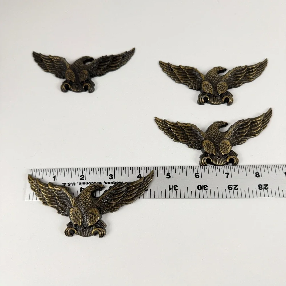 Vintage Eagle Wall Plaque Set 4 Bronze Tone Americana Decor 4.5